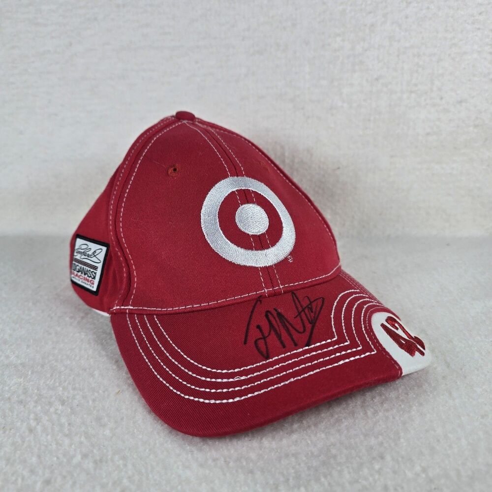 Juan Pablo Montoya #42 Signed Red Target Nascar Baseball Hat Brand C9 Champion
